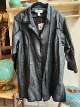 Load image into Gallery viewer, Black Leather Coat with Knit Trim Detail