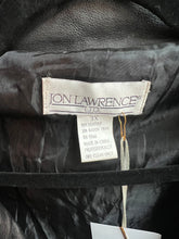 Load image into Gallery viewer, Black Leather Coat with Knit Trim Detail