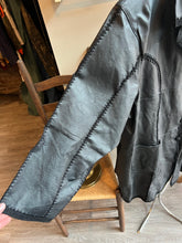 Load image into Gallery viewer, Black Leather Coat with Knit Trim Detail