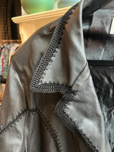 Load image into Gallery viewer, Black Leather Coat with Knit Trim Detail
