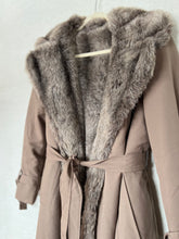 Load image into Gallery viewer, Vintage Tan Fur Trench Coat