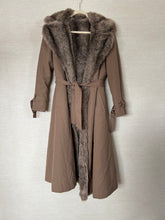 Load image into Gallery viewer, Vintage Tan Fur Trench Coat