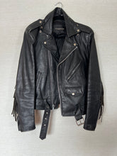 Load image into Gallery viewer, Vintage Black Moto Jacket with Fringe