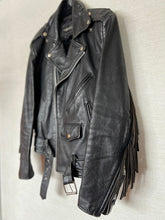 Load image into Gallery viewer, Vintage Black Moto Jacket with Fringe